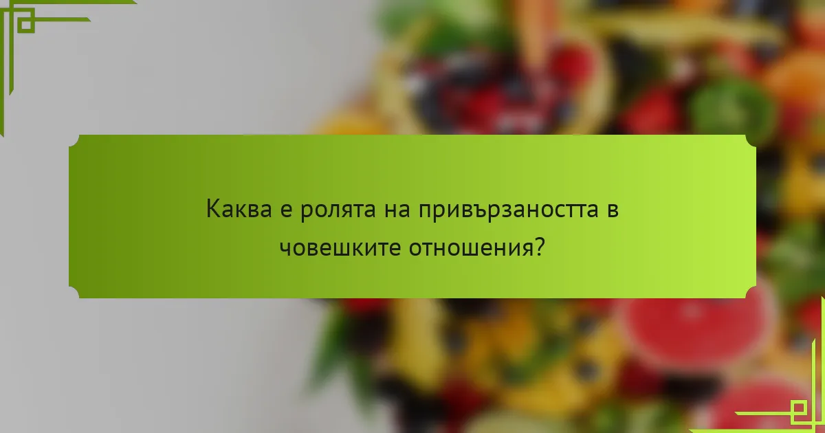 Каква е ролята на привързаността в човешките отношения?