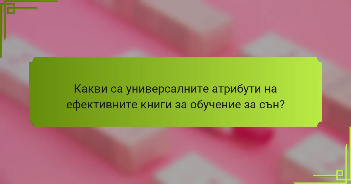 Какви са универсалните атрибути на ефективните книги за обучение за сън?
