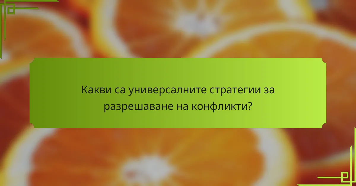 Какви са универсалните стратегии за разрешаване на конфликти?