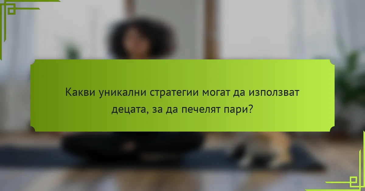 Какви уникални стратегии могат да използват децата, за да печелят пари?