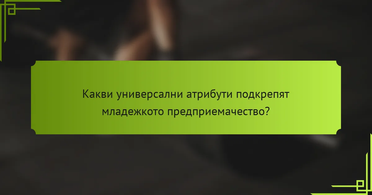 Какви универсални атрибути подкрепят младежкото предприемачество?